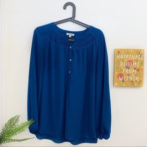 Max Studio | Blue Button Blouse
